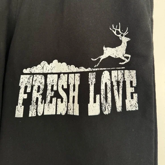 Fresh Love Black Joggers with White Graphic Logo - Picture 3 of 5